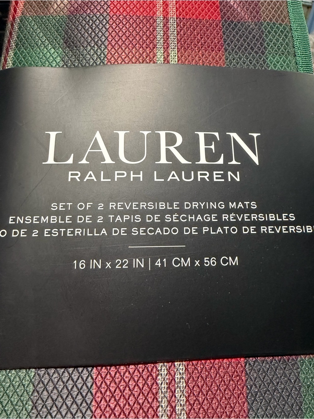 Ralph Lauren Christmas Plaid Tartan Reversible Drying Mats - Picture 2 of 3